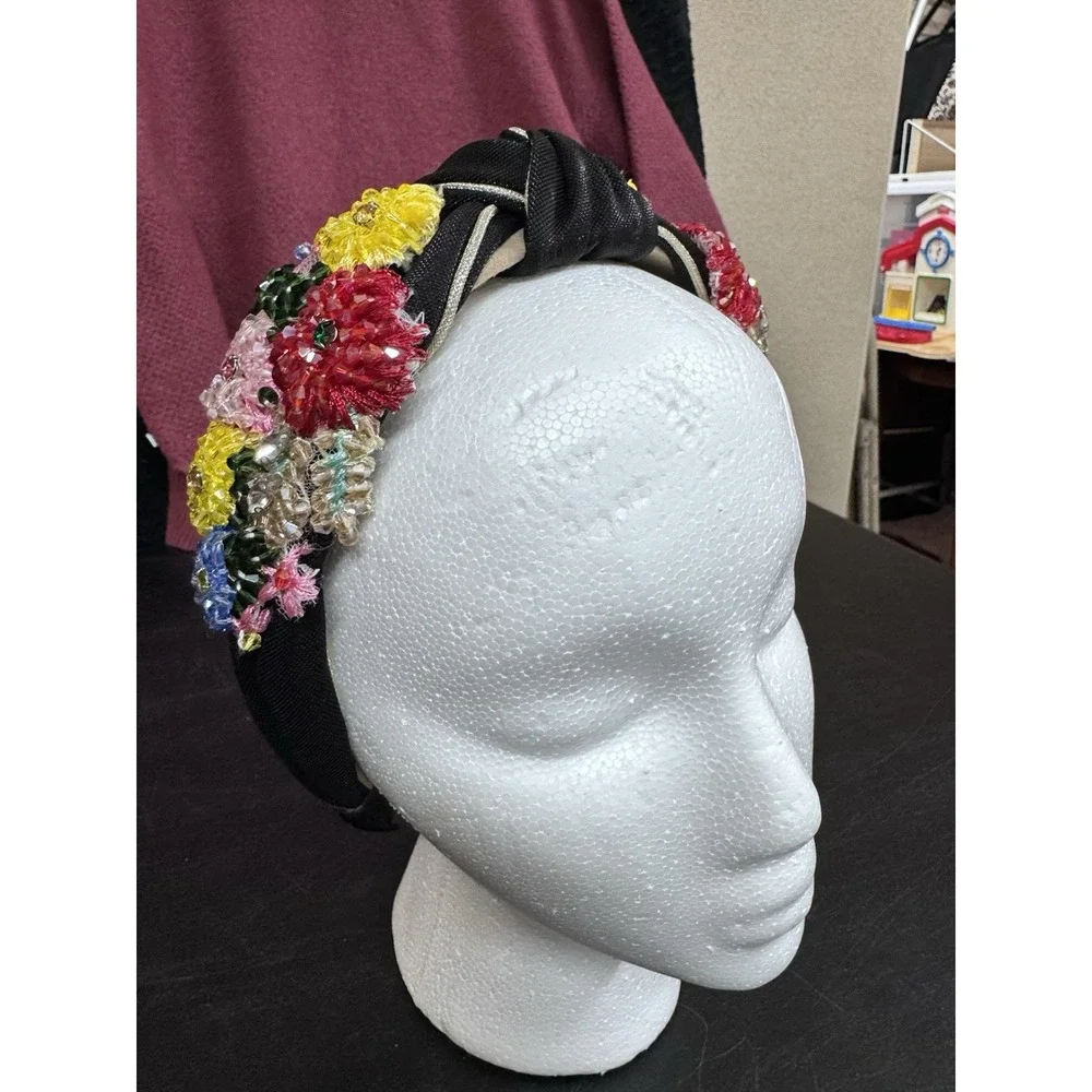 Black Knotted Handmade Jeweled Beaded Headband